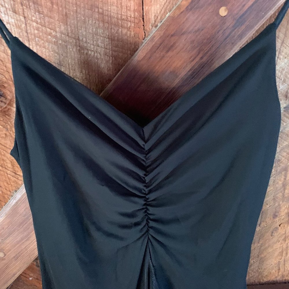 Black Ruched Strappy Wet Seal Peplum Jumpsuit